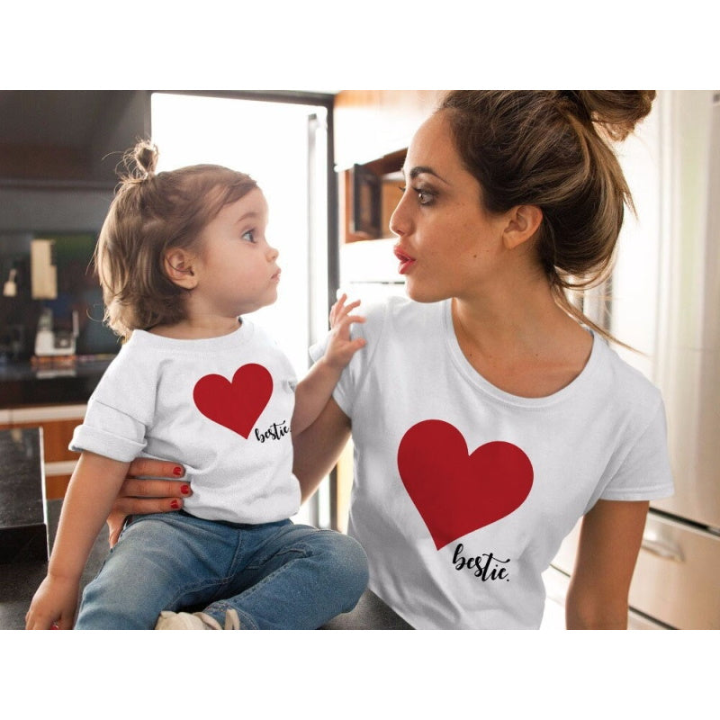 "Besties" Mom & Child Matching T-shirts: (Heart): SELA